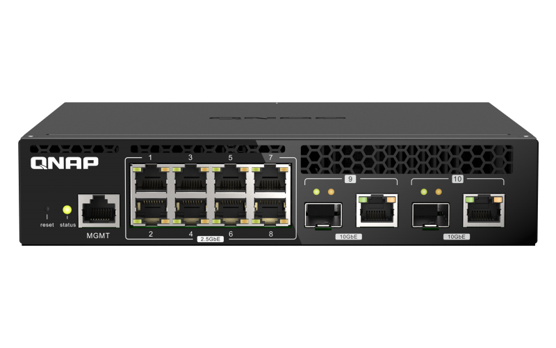 QNAP QSW-M2108-2C Layer 2 Web Managed Switch with Two 10GbE SFP+/RJ45 Combo Ports and Eight 2.5GbE Ports 