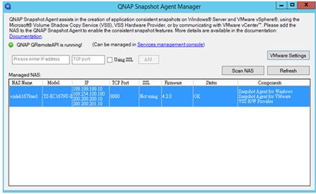 QNAP Snapshot Agent Screenshot